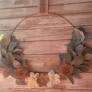 Burlap & lambs ear hoop wreath